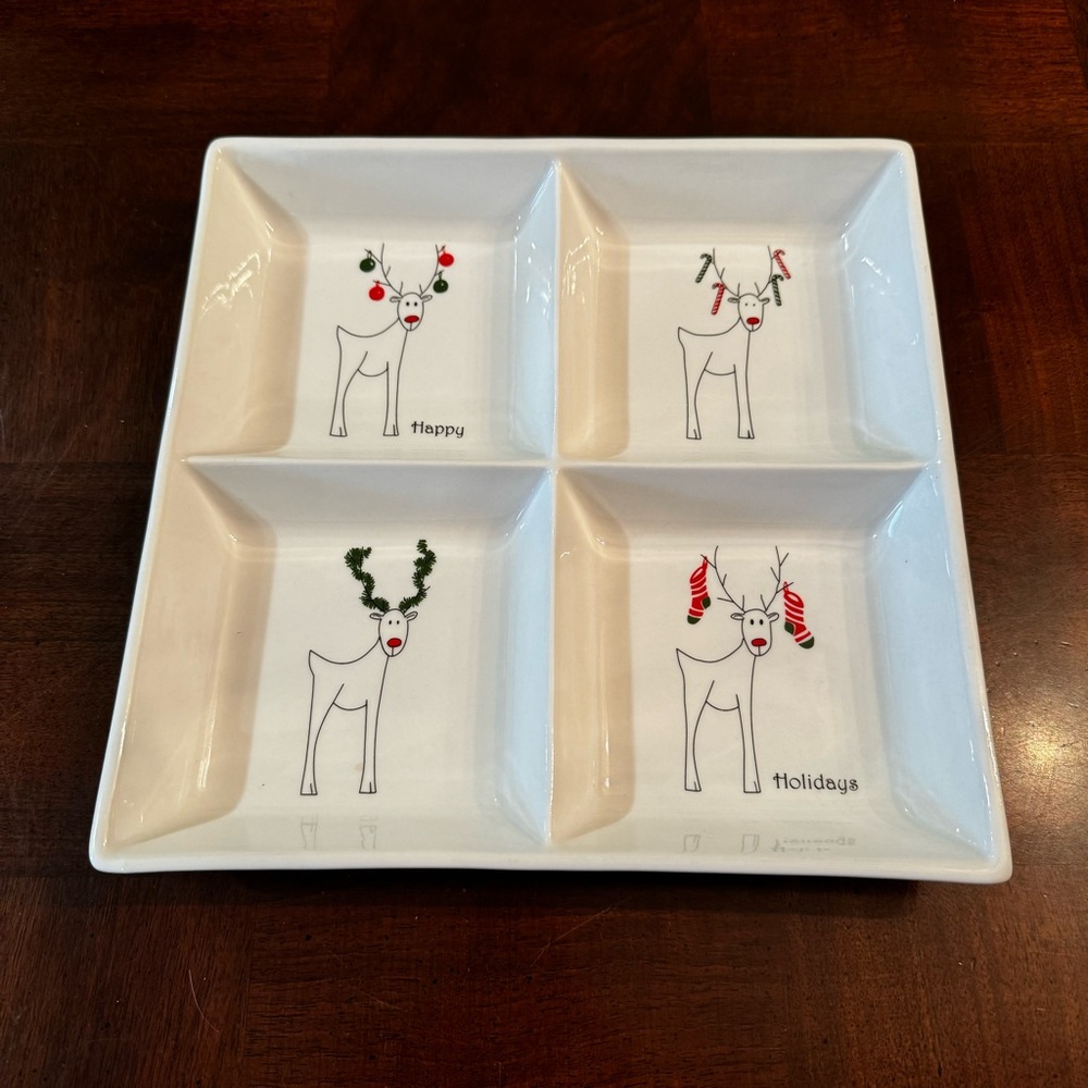 BIA Christmas Reindeer Porcelain Serving Platter Appetizer Dessert Tray